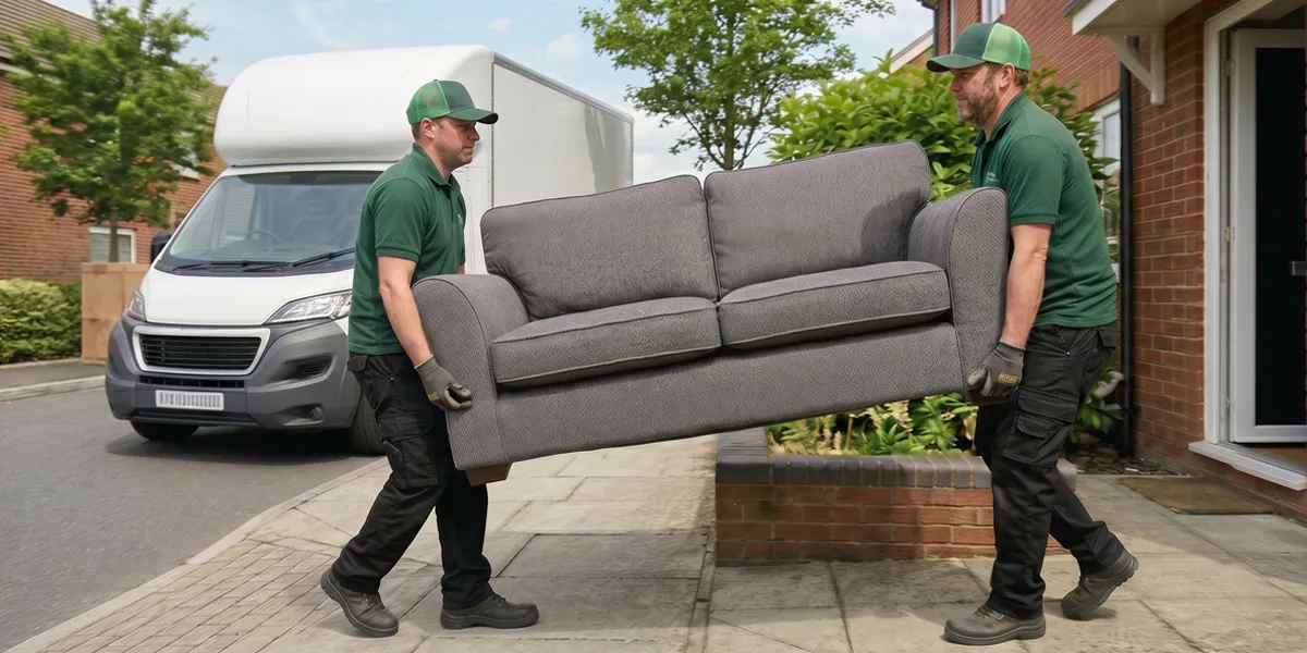 Green4Logistics removal team carrying sofa