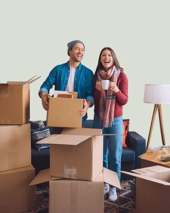 Happy couple moving home with Green4Logistics