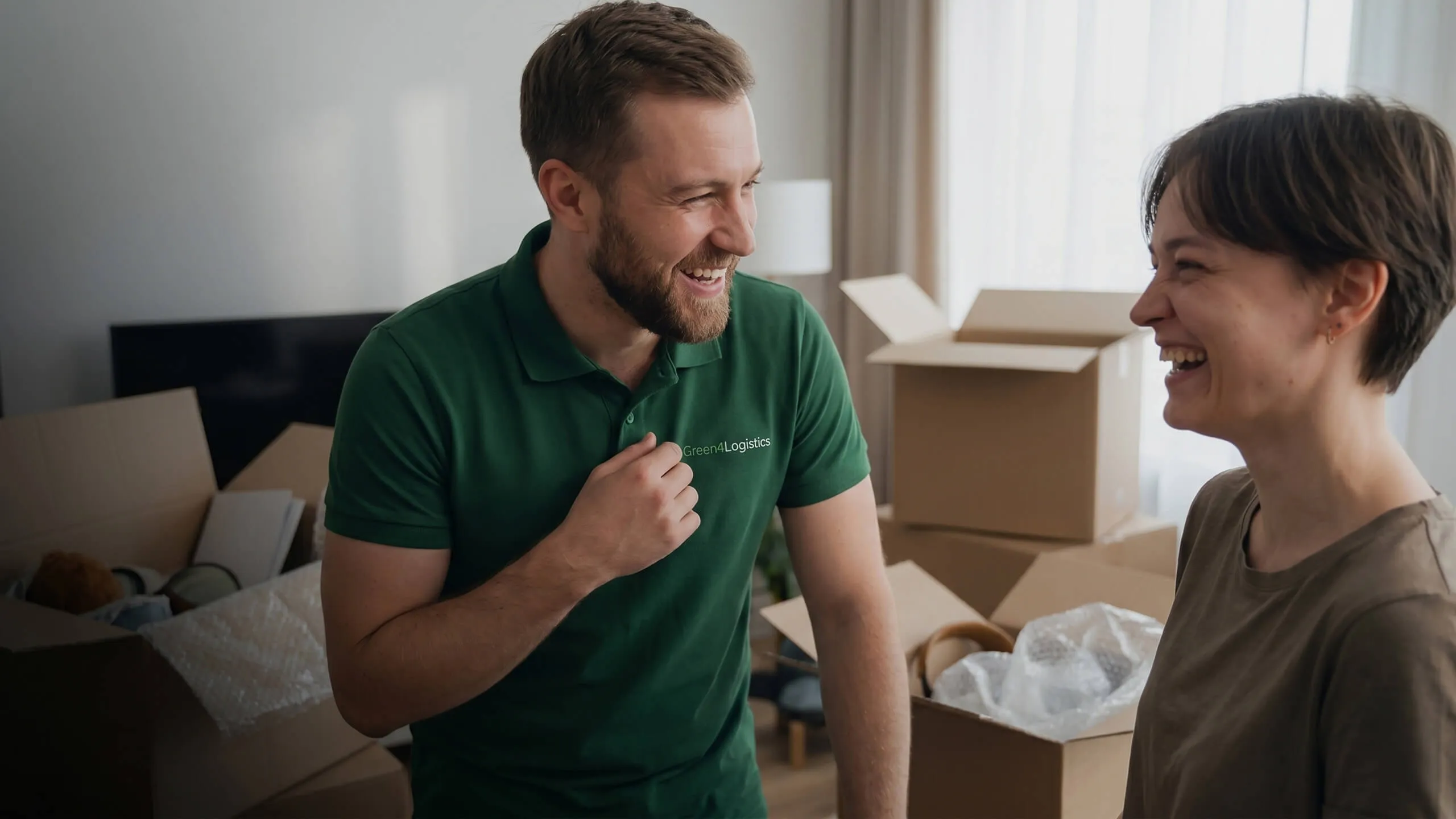 Green4Logistics team member helping a customer with home removals in Staffordshire