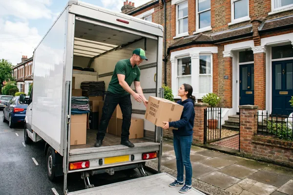 Student belongings being carefully packed for a move in Staffordshire and Cheshire.
