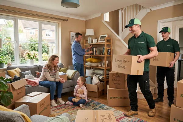 Green4Logistics removal team carefully loading furniture for a home move in Stoke-on-Trent