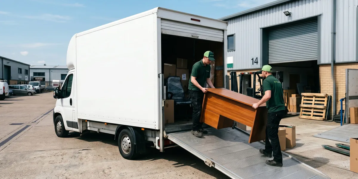 Green4Logistics team moving office furniture during a commercial removal