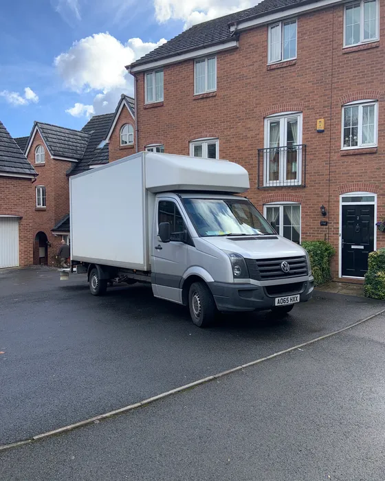 Green4Logistics removal van loaded with items during a Newcastle-under-Lyme move