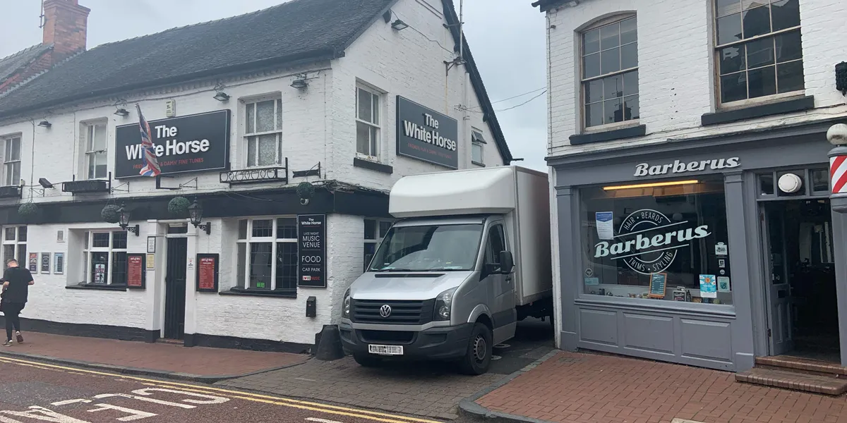 Green4Logistics removal van on a house removal in Nantwich town centre, Cheshire