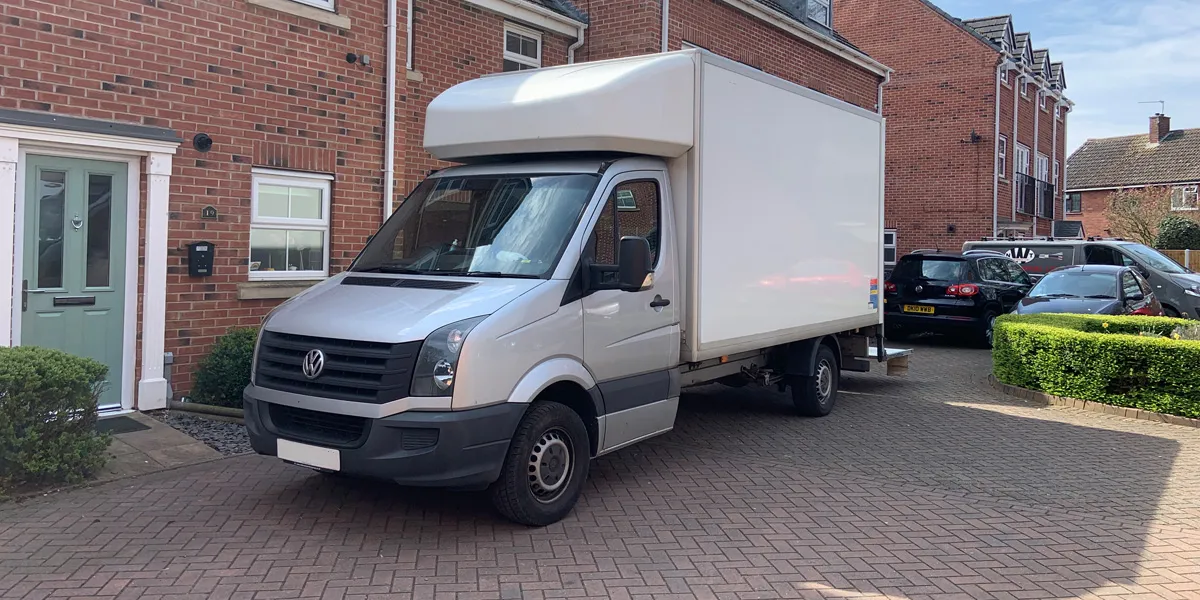 Green4Logistics removal van on a house removal in Uttoxeter Staffordshire