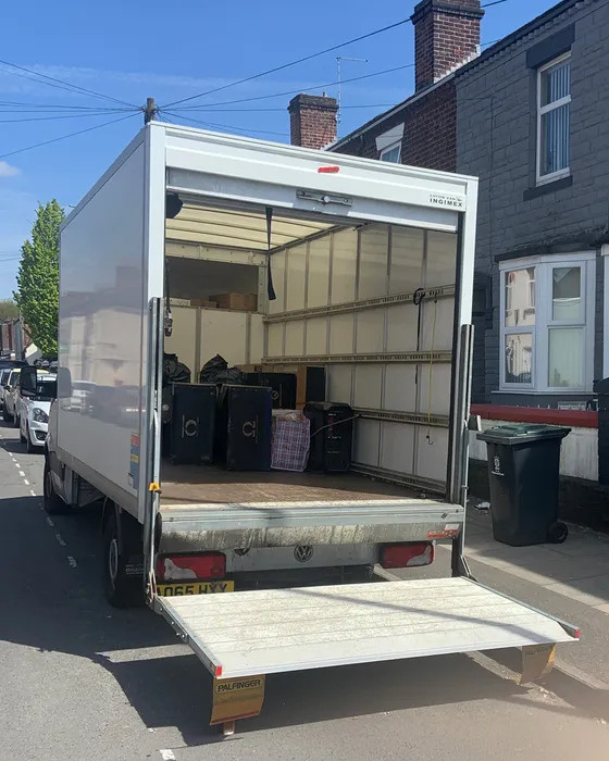 Green4Logistics removal van loaded with items during a Stafford move